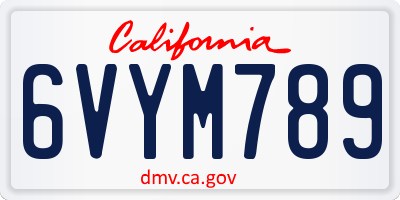 CA license plate 6VYM789