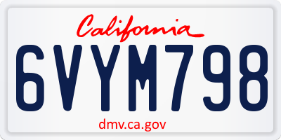 CA license plate 6VYM798