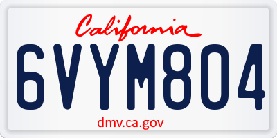 CA license plate 6VYM804