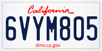 CA license plate 6VYM805