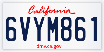 CA license plate 6VYM861