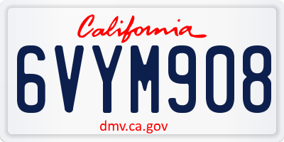 CA license plate 6VYM908
