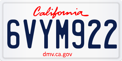 CA license plate 6VYM922