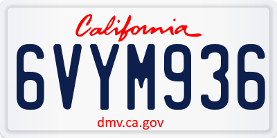 CA license plate 6VYM936