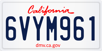 CA license plate 6VYM961