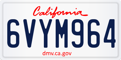 CA license plate 6VYM964