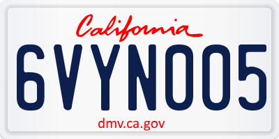 CA license plate 6VYN005