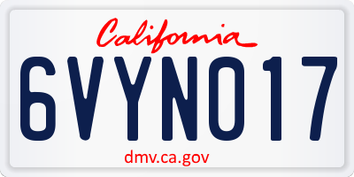 CA license plate 6VYN017