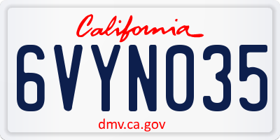 CA license plate 6VYN035