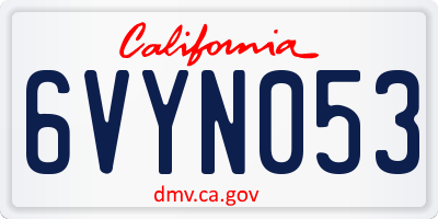 CA license plate 6VYN053