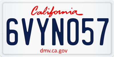 CA license plate 6VYN057