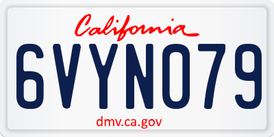 CA license plate 6VYN079