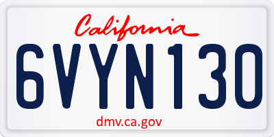 CA license plate 6VYN130