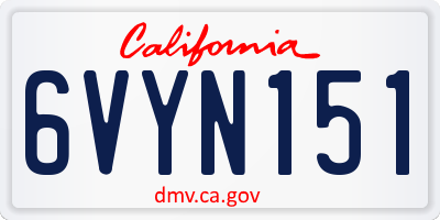 CA license plate 6VYN151