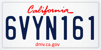 CA license plate 6VYN161