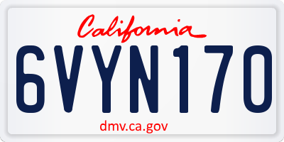 CA license plate 6VYN170