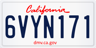 CA license plate 6VYN171