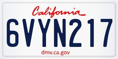 CA license plate 6VYN217