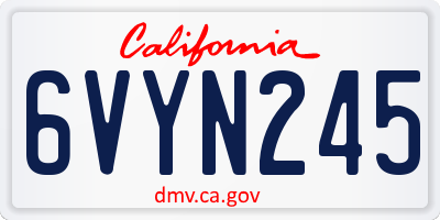 CA license plate 6VYN245