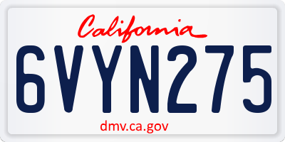 CA license plate 6VYN275