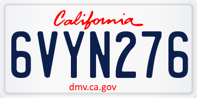 CA license plate 6VYN276
