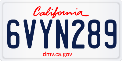 CA license plate 6VYN289