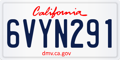 CA license plate 6VYN291