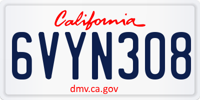 CA license plate 6VYN308