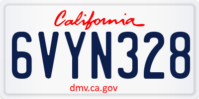 CA license plate 6VYN328