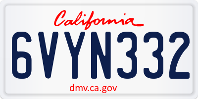 CA license plate 6VYN332