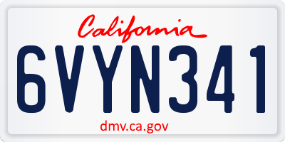 CA license plate 6VYN341