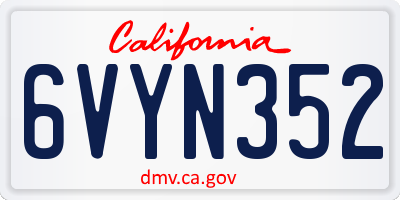 CA license plate 6VYN352