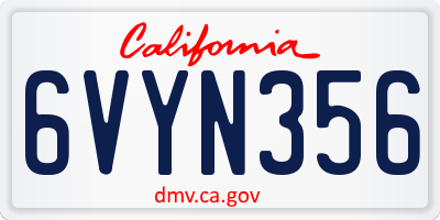 CA license plate 6VYN356