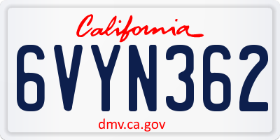 CA license plate 6VYN362