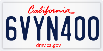 CA license plate 6VYN400