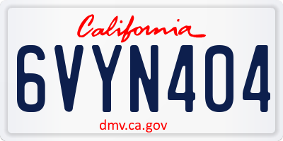 CA license plate 6VYN404
