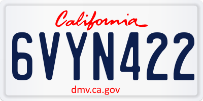 CA license plate 6VYN422