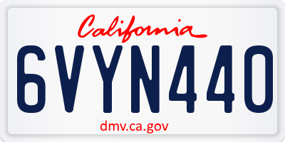 CA license plate 6VYN440