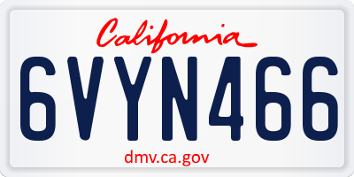 CA license plate 6VYN466