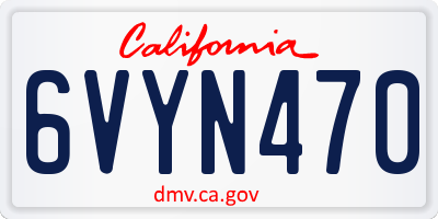 CA license plate 6VYN470