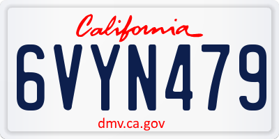CA license plate 6VYN479