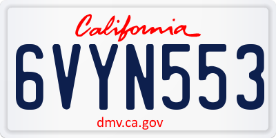 CA license plate 6VYN553
