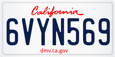 CA license plate 6VYN569