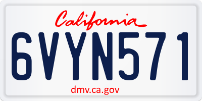 CA license plate 6VYN571