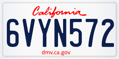 CA license plate 6VYN572