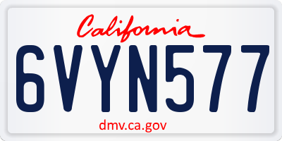 CA license plate 6VYN577
