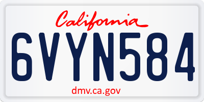 CA license plate 6VYN584