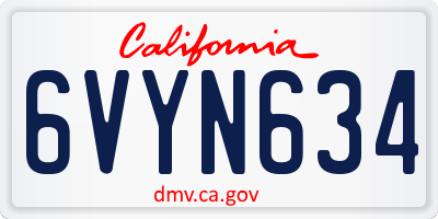 CA license plate 6VYN634