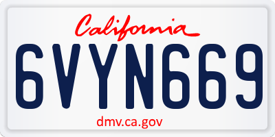 CA license plate 6VYN669
