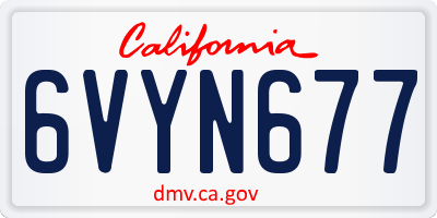 CA license plate 6VYN677